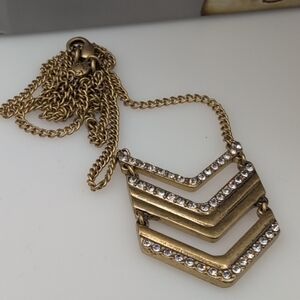 J. Crew Gold Chevron Necklace with Geometric Pendant